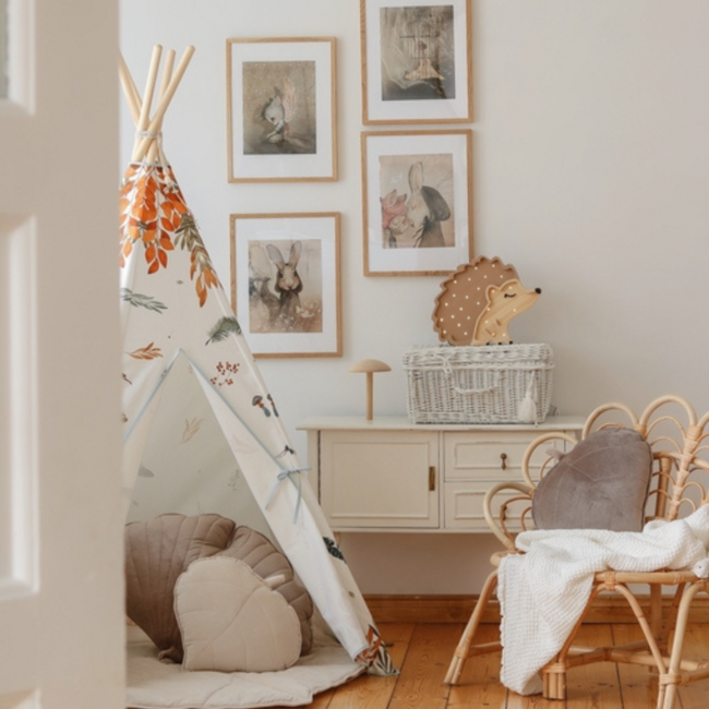 Kinderlamp  egel– handgemaakte houten nachtlamp  voor een warme kinderkamer