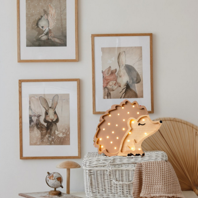 Lampe Hérisson Artisanale en Bois FSC® | LED Chaude & Dimmable