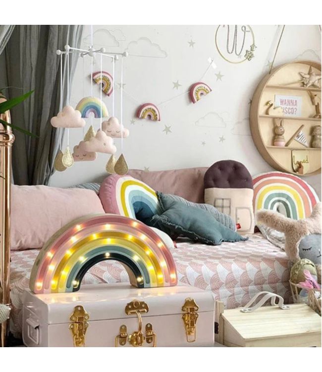 Retro houten regenboog lamp  – handgemaakt nachtlampje