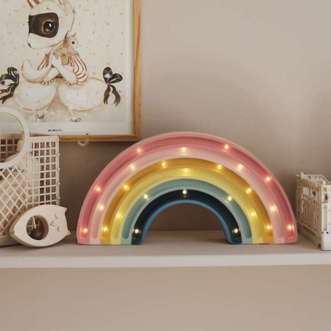 Veilleuse Arc-en-ciel Vintage en Bois FSC® | LED Chaude & Dimmable