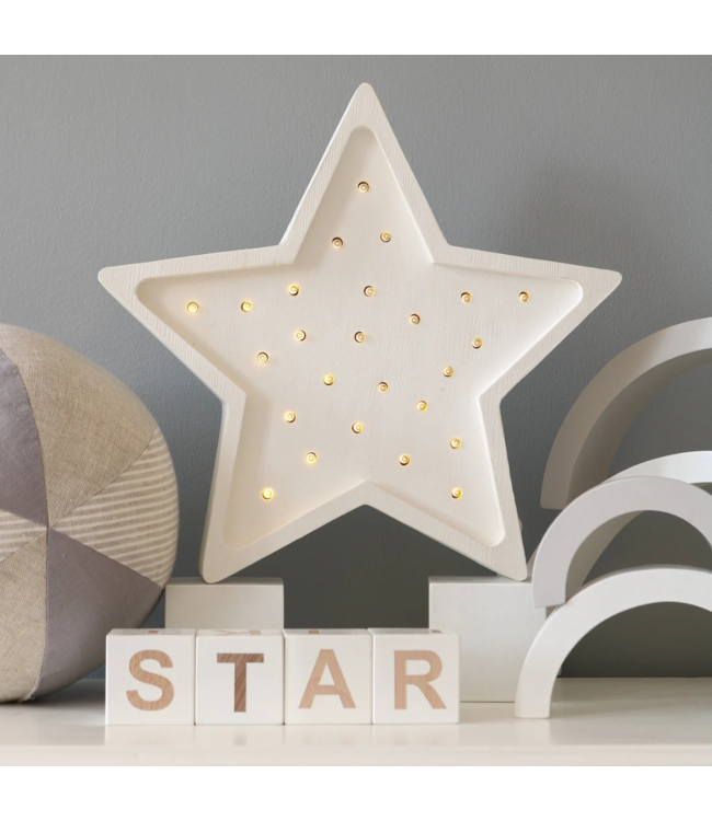 Duurzame houten nachtlamp in stervorm – handgemaakt en dimbaar