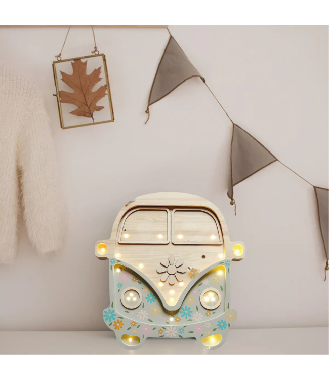 Handgemaakte houten Volkswagen bus nachtlamp – retro eyecatcher voor de kinderkamer
