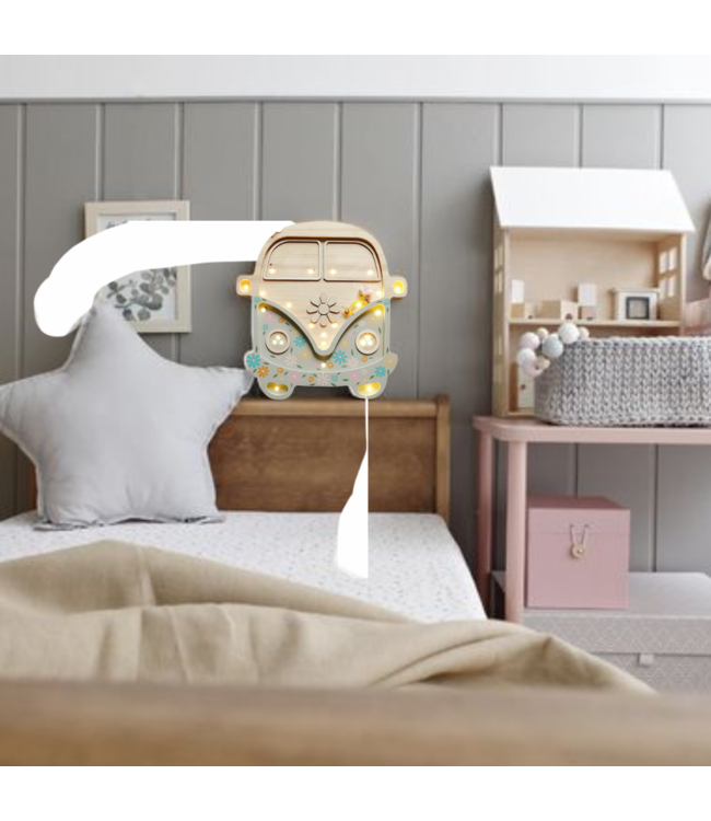 Handgemaakte houten Volkswagen bus nachtlamp – retro eyecatcher voor de kinderkamer