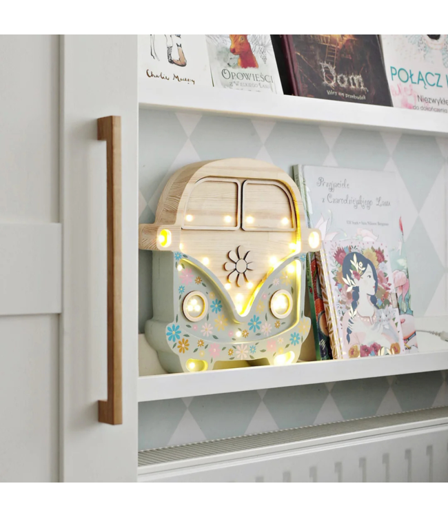 Handgemaakte houten Volkswagen bus nachtlamp – retro eyecatcher voor de kinderkamer