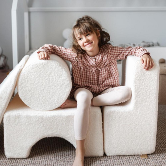 Witte foam blokken set van zachte teddystof – 3-delig kinderspeelgoed