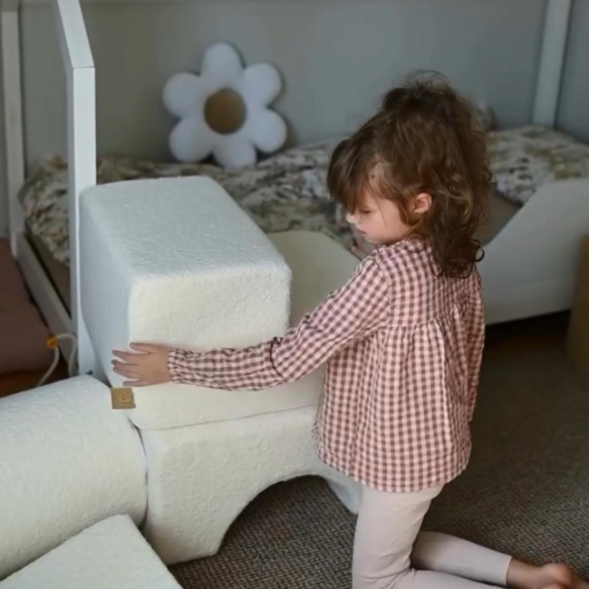 Witte foam blokken set van zachte teddystof – 3-delig kinderspeelgoed