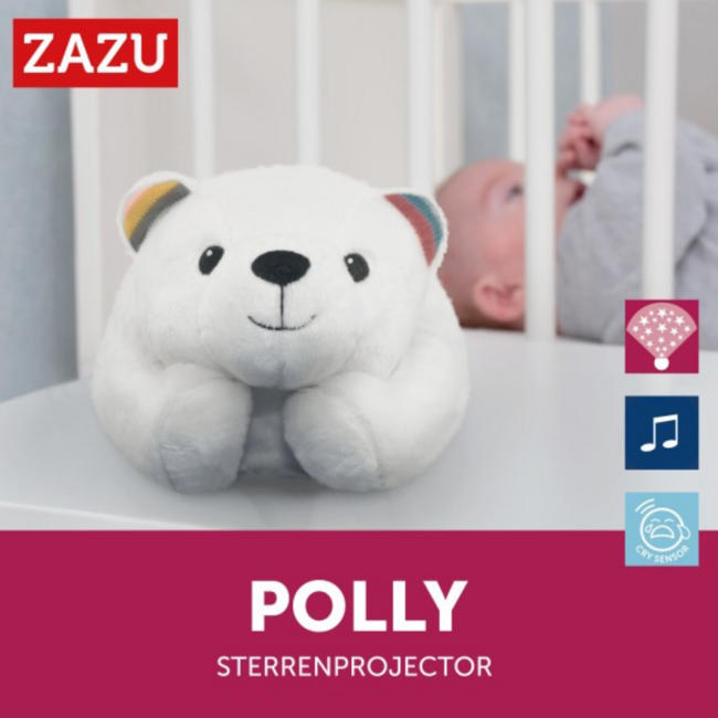 Zazu sterrenhemelprojector Polly de ijsbeer – kalmerende licht- en geluidsshow voor een rustige slaap