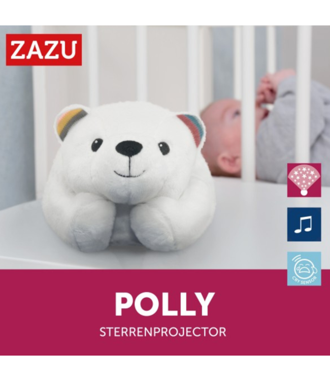Zazu sterrenhemelprojector Polly de ijsbeer – kalmerende licht- en geluidsshow voor een rustige slaap