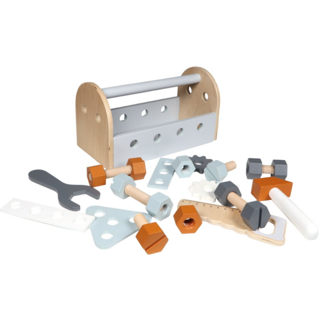 Boîte à outils en bois compacte pour enfants pleine d'imagination et de jeu