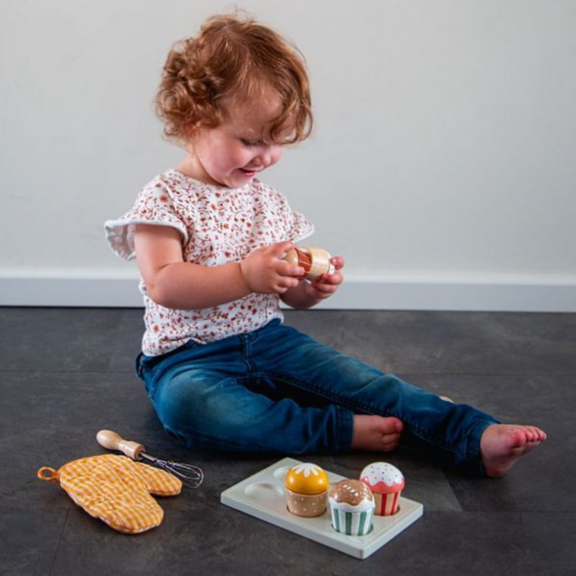 Set de cupcakes en bois avec accessoires pour un jeu créatif