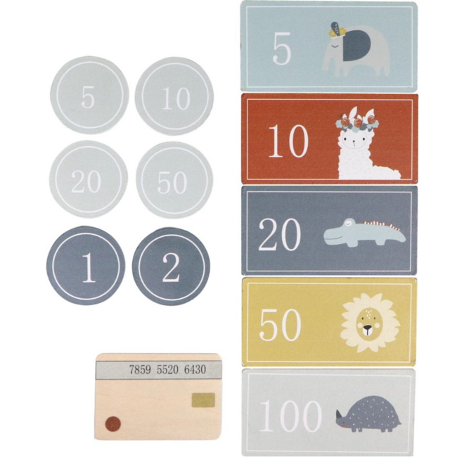 Houten speelkassa wit/antraciet met pinapparaat en speelgoedgeld