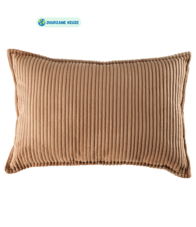 Bruin corduroy sierkussen – warm, stijlvol en duurzaam comfort