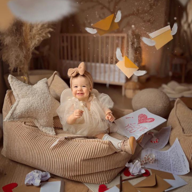 Beige ster kussen van zachte teddystof – stijlvol en knus accent