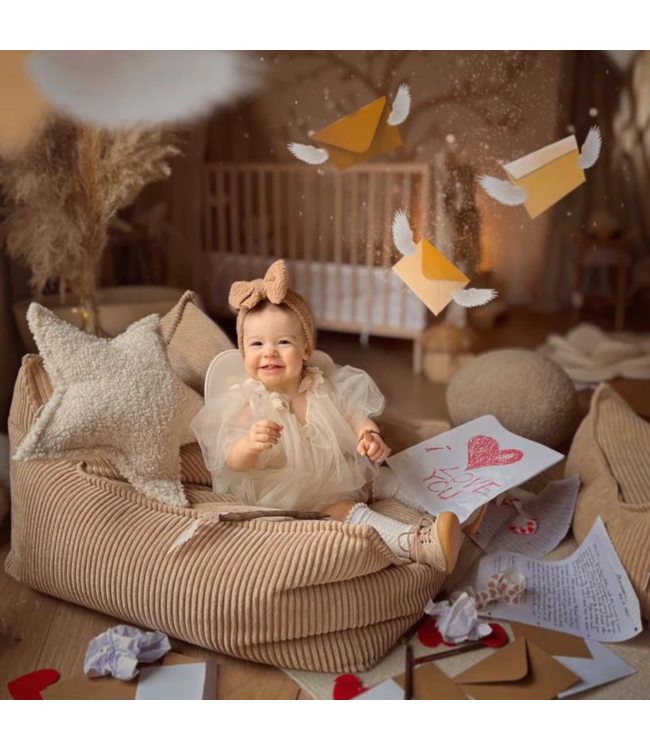 Beige ster kussen van zachte teddystof – stijlvol en knus accent