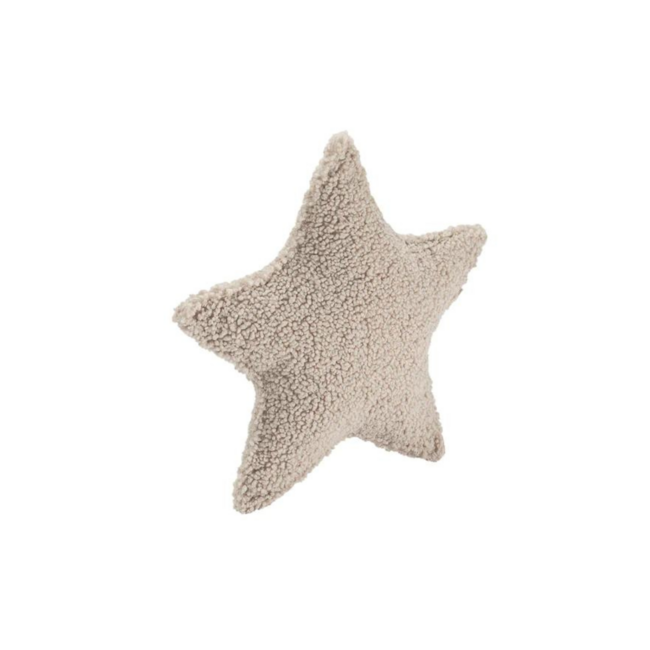 Beige ster kussen van zachte teddystof – stijlvol en knus accent