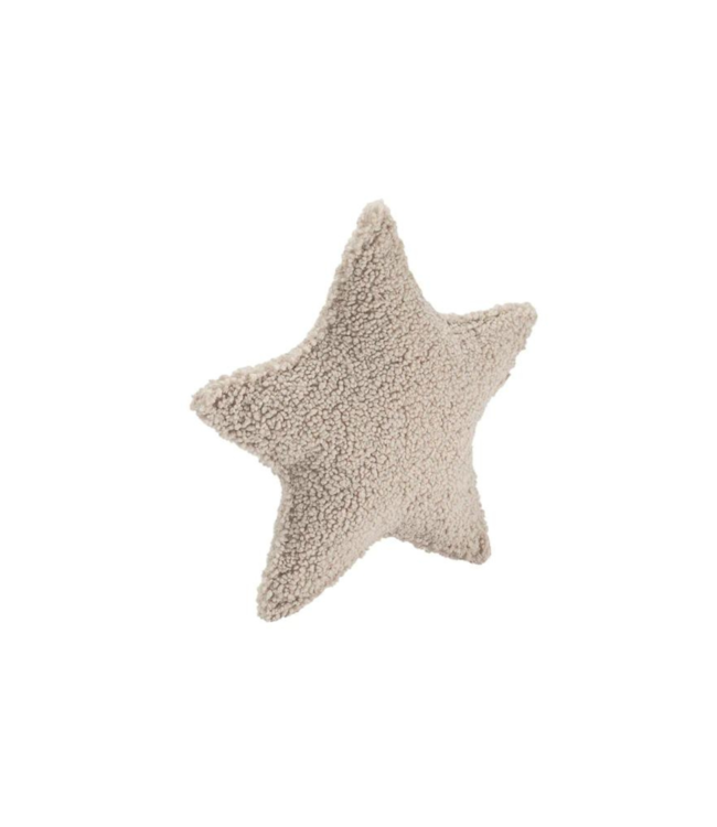Beige ster kussen van zachte teddystof – stijlvol en knus accent