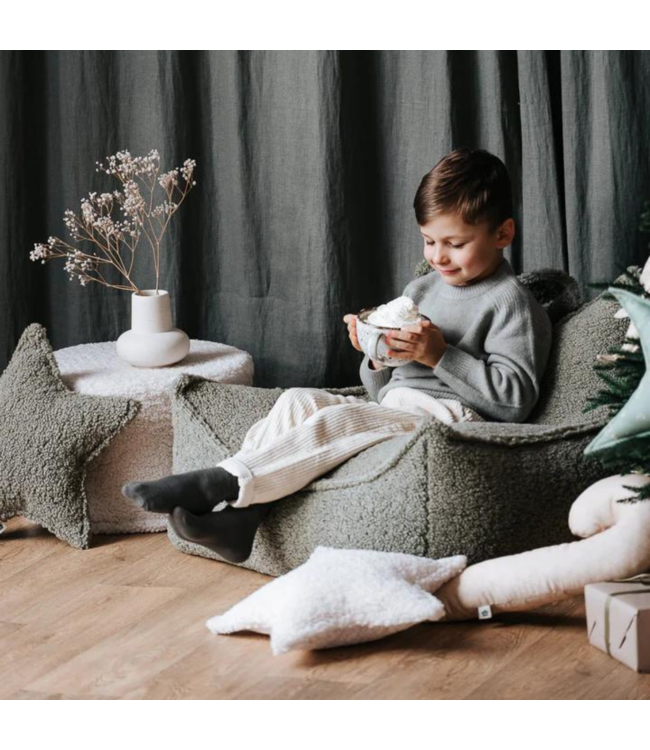 Cream ster kussen van zachte teddystof – speels en comfortabel