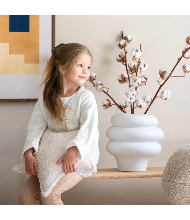 Cream ster kussen van zachte teddystof – speels en comfortabel