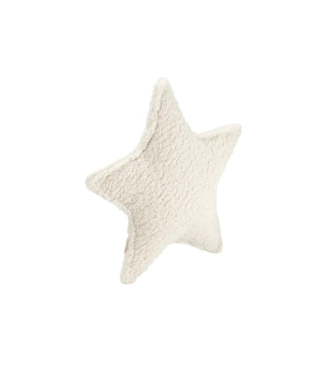 Cream ster kussen van zachte teddystof – speels en comfortabel