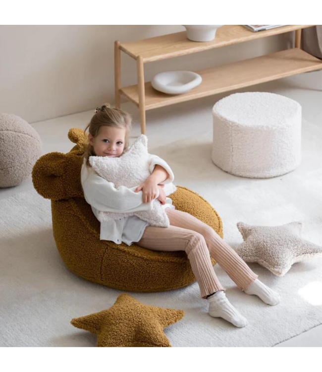 Cream ster kussen van zachte teddystof – speels en comfortabel