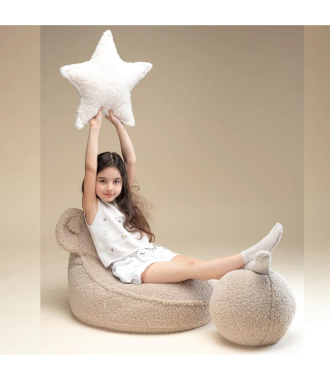 Beige balkussen van zachte teddystof – comfortabel en duurzaam voor kinderen