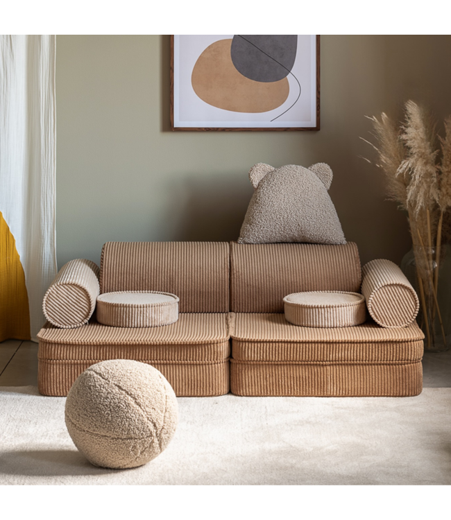 Beige balkussen van zachte teddystof – comfortabel en duurzaam voor kinderen