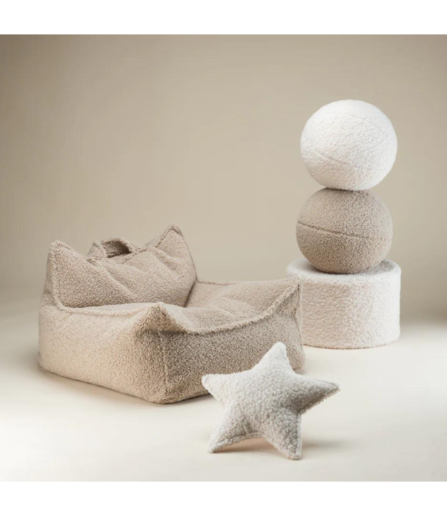 Beige balkussen van zachte teddystof – comfortabel en duurzaam voor kinderen