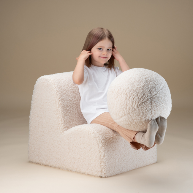 Cream balkussen van zachte teddystof – comfortabel en duurzaam voor kinderen