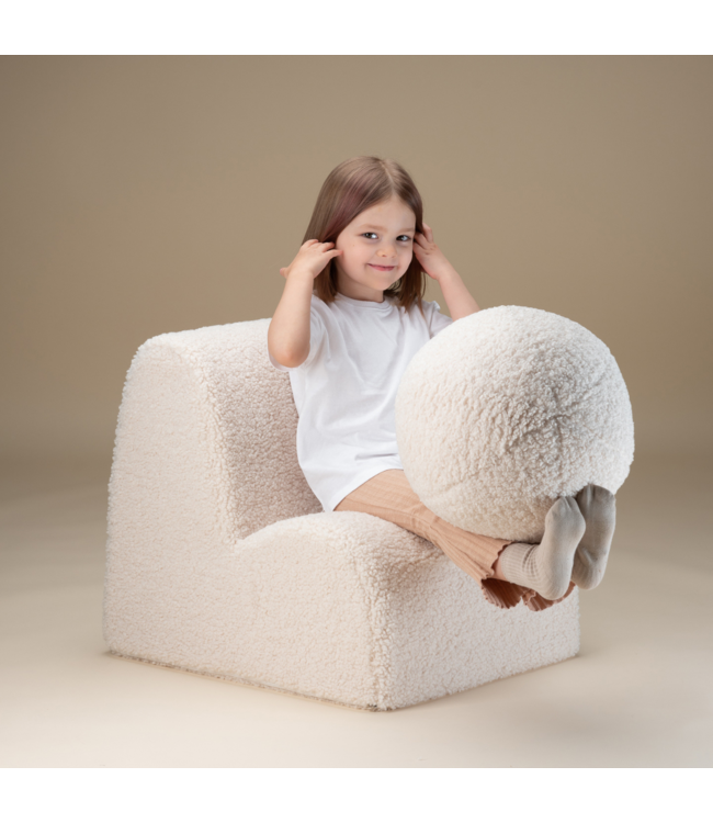 Cream balkussen van zachte teddystof – comfortabel en duurzaam voor kinderen