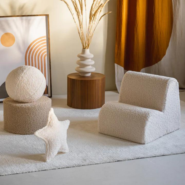 Cream balkussen van zachte teddystof – comfortabel en duurzaam voor kinderen