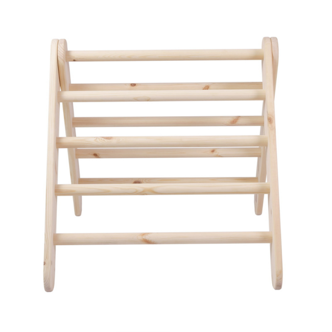 Climbing frame in natural finish with pink tent cover – Safe climbing and play for children