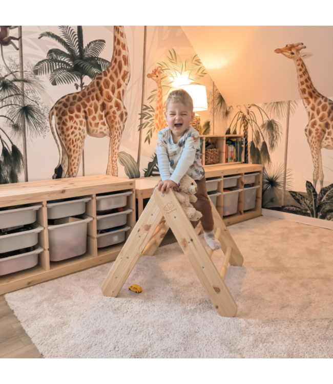 Klimrek | Klimladder | Naturel met blauwe tent