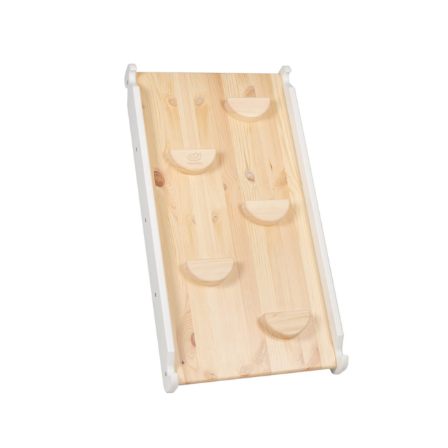 Triangle d’escalade avec toboggan et mur d’escalade en blanc – Structure de jeu intérieure stimulante