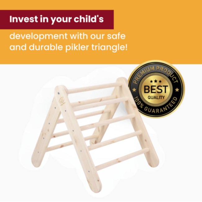 Climbing triangle with slide and climbing wall in natural finish – Engaging indoor play structure