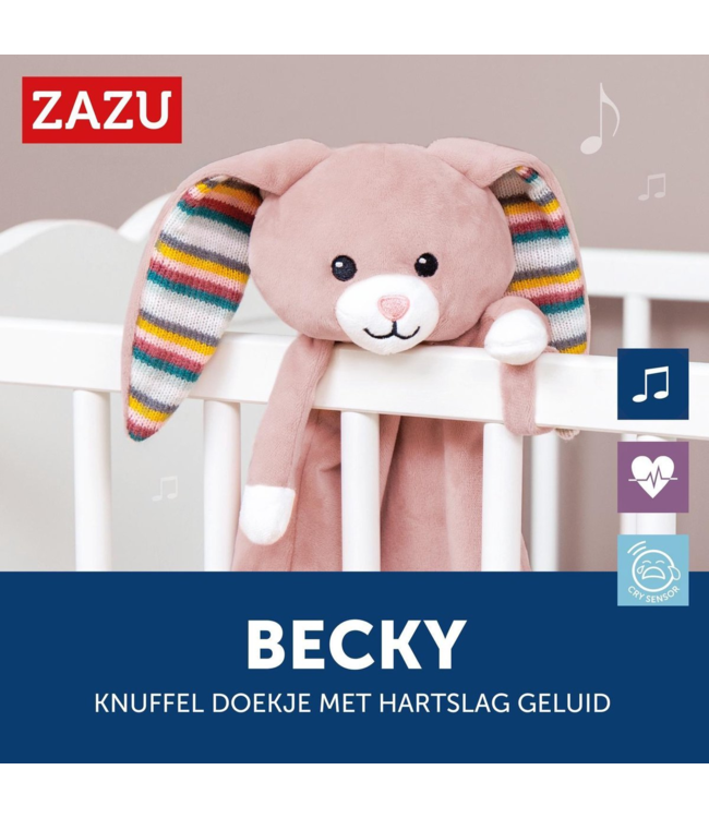 Hartslag knuffeldoekje Becky het konijn geeft baby’s geborgenheid met realistische hartslagfunctie