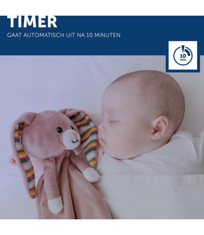 Hartslag knuffeldoekje Becky het konijn geeft baby’s geborgenheid met realistische hartslagfunctie