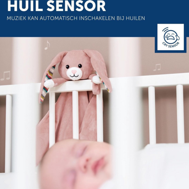 Heartbeat comfort blanket Becky the rabbit gives babies a sense of security with realistic heartbeat function