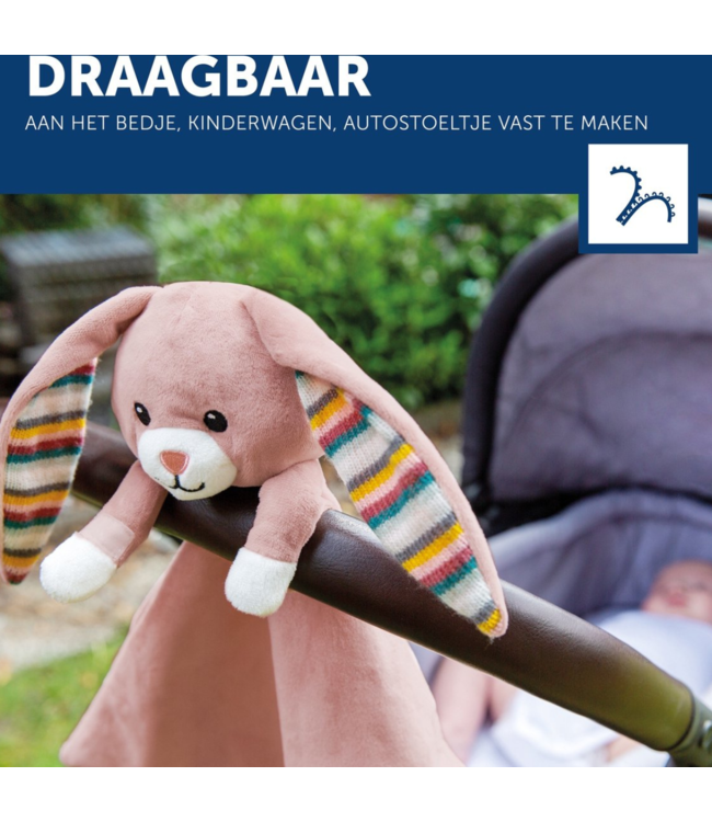 Hartslag knuffeldoekje Becky het konijn geeft baby’s geborgenheid met realistische hartslagfunctie