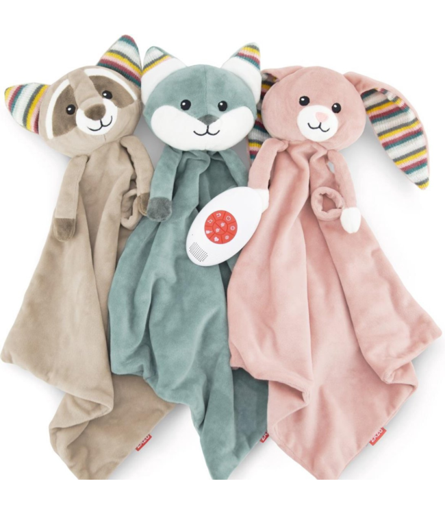 Hartslag knuffeldoekje Robin de wasbeer – Zacht troostdoekje met rustgevend hartslaggeluid voor baby’s