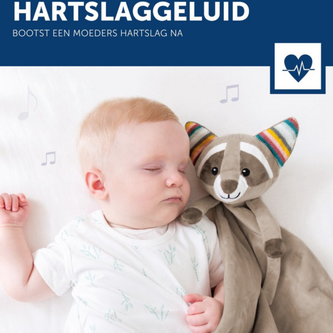 Doudou avec battement de cœur Robin le raton laveur – Couverture câline avec son apaisant de battement de cœur pour bébés