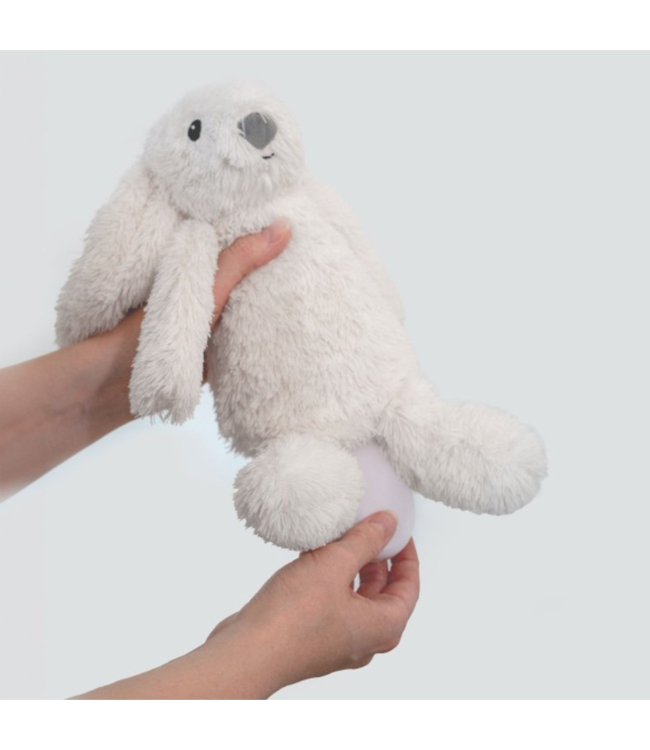 Ro het witte knuffelkonijn met hartslag en licht