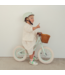 Mintgroene 12 inch loopfiets met rieten mand en verstelbaar stuur