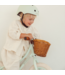 Mintgroene 12 inch loopfiets met rieten mand en verstelbaar stuur
