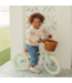 Mintgroene 12 inch loopfiets met rieten mand en verstelbaar stuur