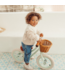 Mintgroene 12 inch loopfiets met rieten mand en verstelbaar stuur