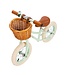 Mintgroene 12 inch loopfiets met rieten mand en verstelbaar stuur