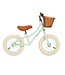 Mintgroene 12 inch loopfiets met rieten mand en verstelbaar stuur