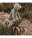 Groene 12 inch loopfiets met verstelbaar zadel en rieten mand