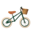 Groene 12 inch loopfiets met verstelbaar zadel en rieten mand