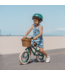 Groene 12 inch loopfiets met verstelbaar zadel en rieten mand